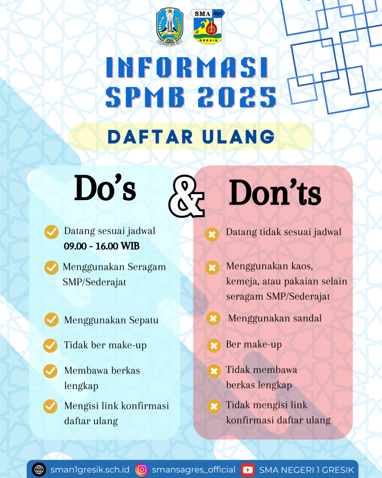 📢Hal-hal yang Perlu Diperhatikan Ketika Daftar Ulang di SMAN 1 Gresik